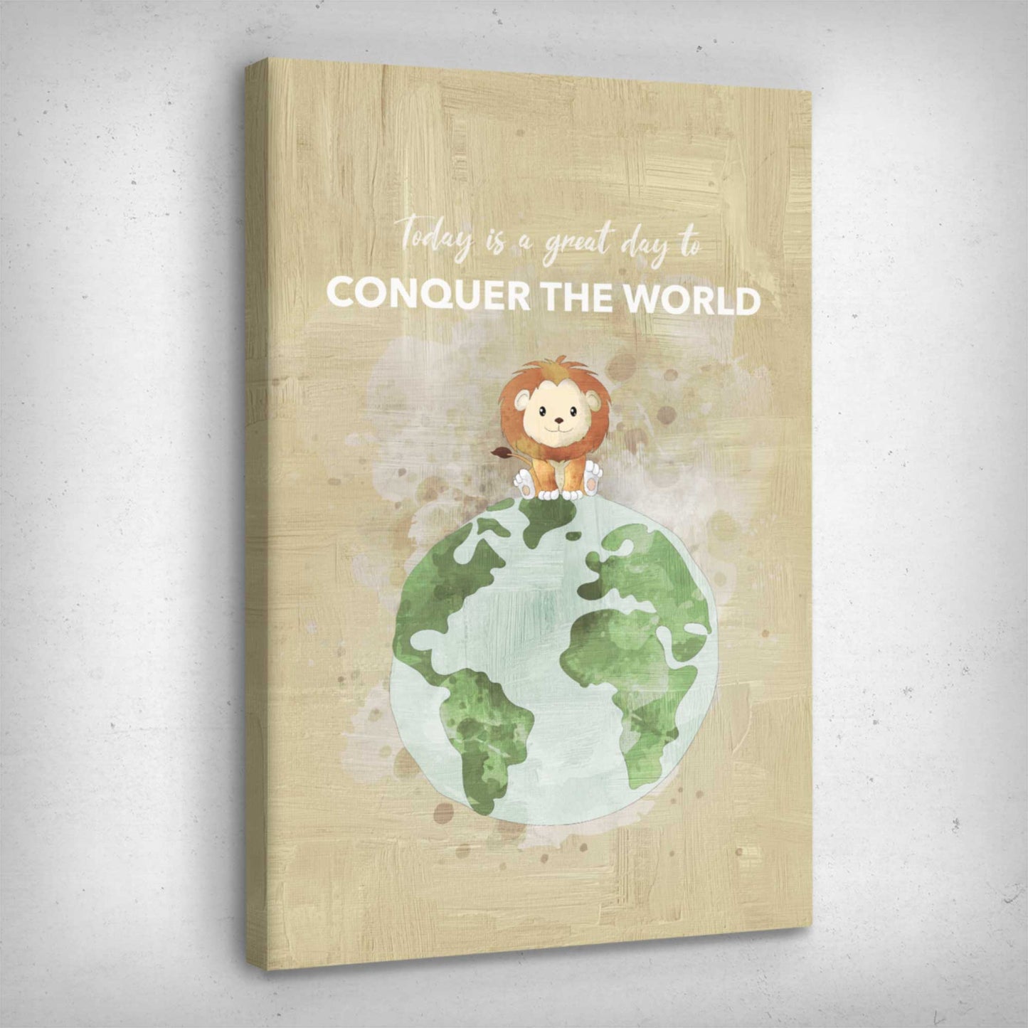 Leinwand Bild „Conquer The World“ von Motivational Art Seitenansicht