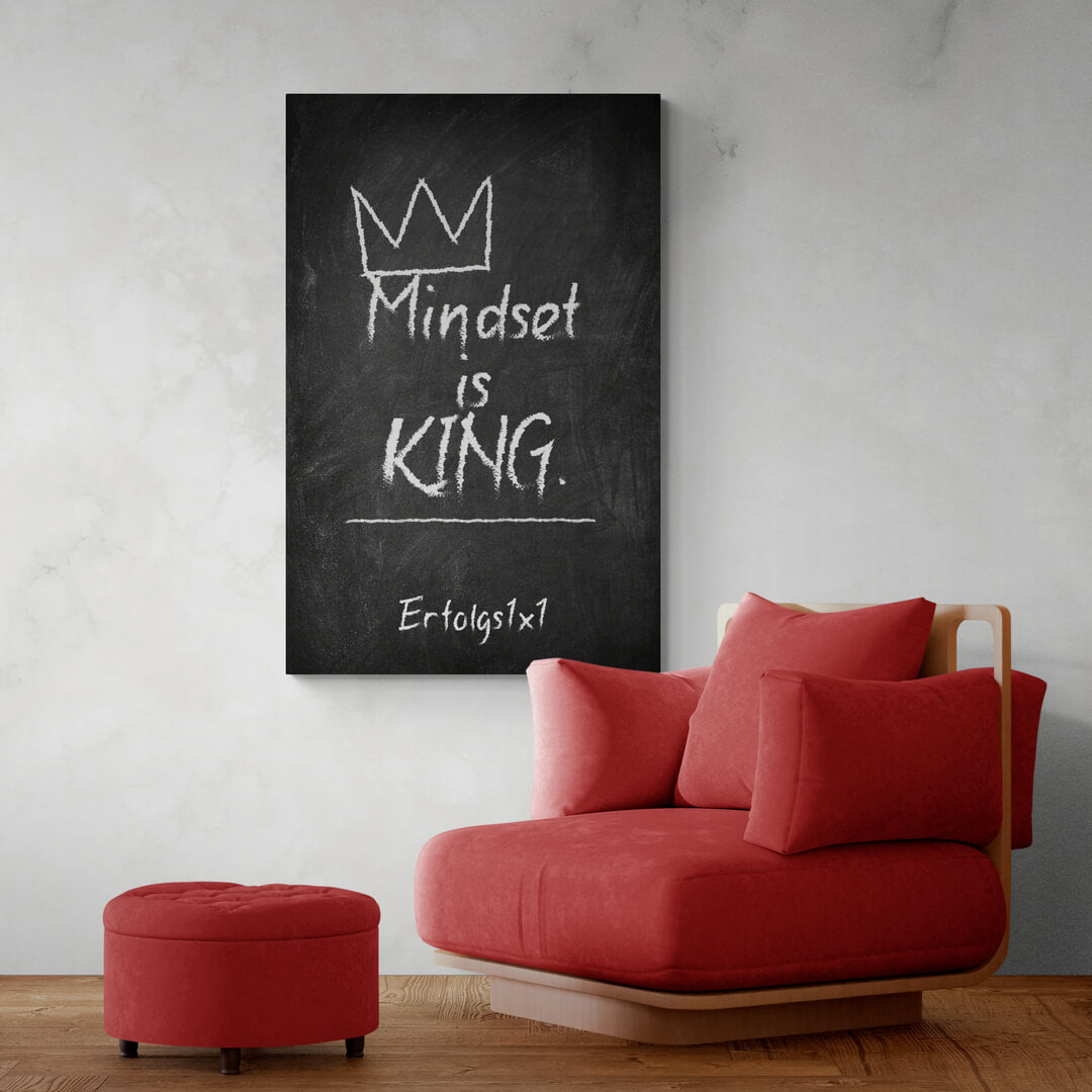 Leinwand Wohnzimmer „Mindset is King Erfolgs 1x1“ von Motivational Art